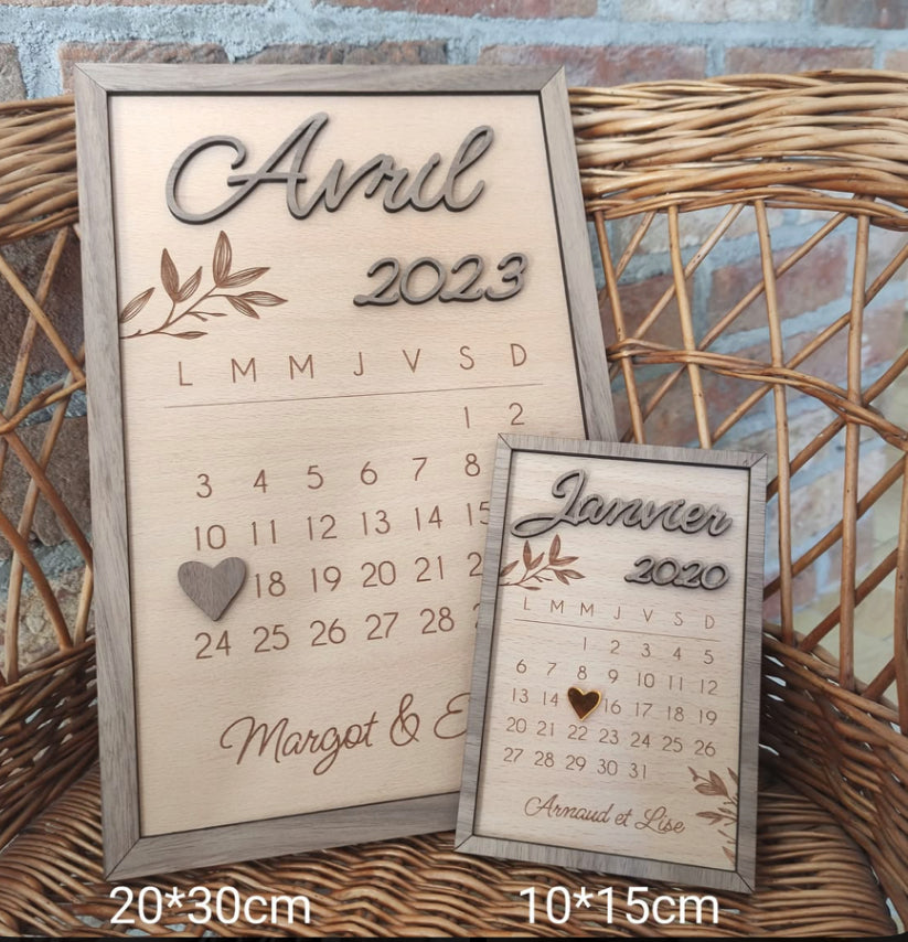 Calendrier Souvenir Personnalisé en Bois
